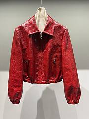 Gucci GG embossed leather bomber jacket red - 1