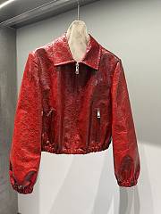 Gucci GG embossed leather bomber jacket red - 6