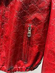 Gucci GG embossed leather bomber jacket red - 4