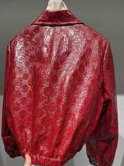 Gucci GG embossed leather bomber jacket red - 5