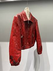 Gucci GG embossed leather bomber jacket red - 3