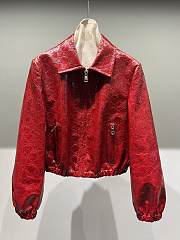 Gucci GG embossed leather bomber jacket red - 2