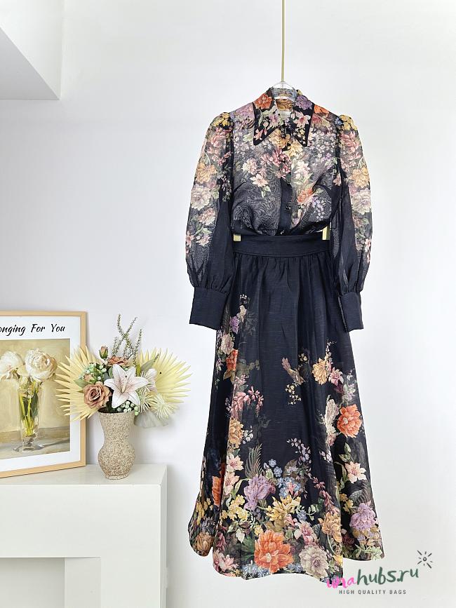 	 Zimmerman Flower Dress In Black - 1