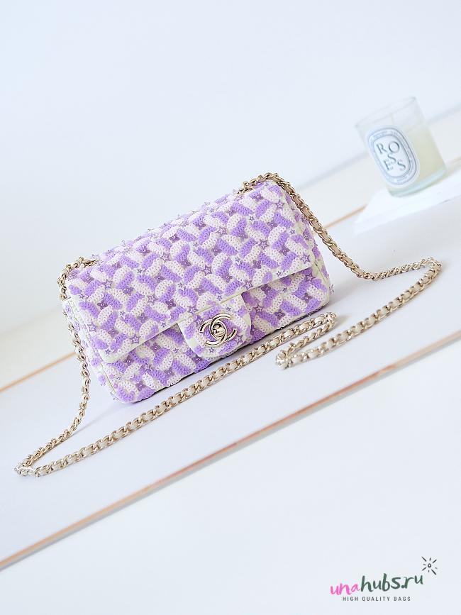 Chanel Sequins Purple Flap Bag 20cm - 1