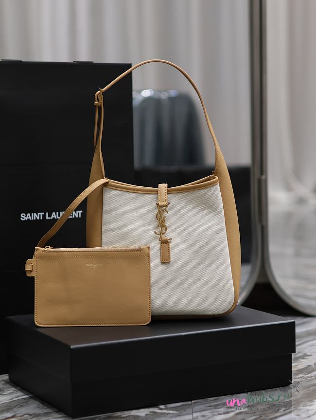 YSL Small Le 5 à 7 Supple in Canvas and Smooth Leather 23×22×8.5cm - 1