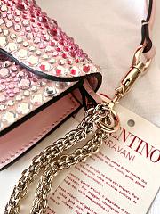 Valentino Crystal Embellished VLogo Locò Pink Shoulder Bag 19x10.5x5cm - 5