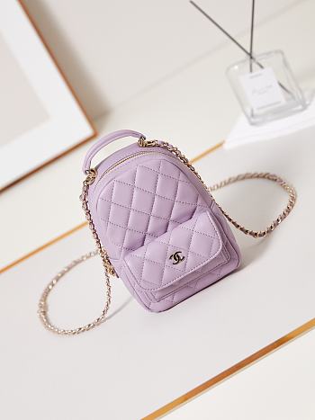 Chanel Small Backpack Purple Lambskin 18cm