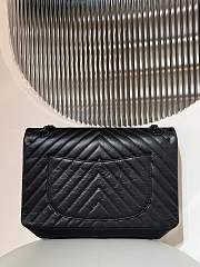 	 Chanel 2.55 Flap Bag Large In Chevron Black 19.5x28x7.5cm - 4