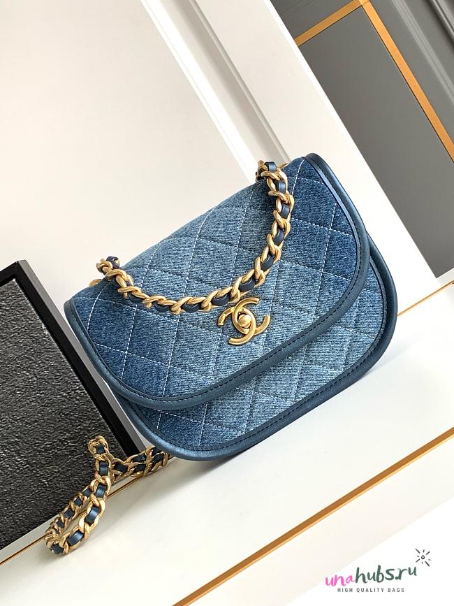 Chanel Denim Round Shoulder Flap Bag - 1