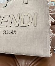 Fendi FF Jacquard Motif Fringed Large Canvas Leather Tote - 2