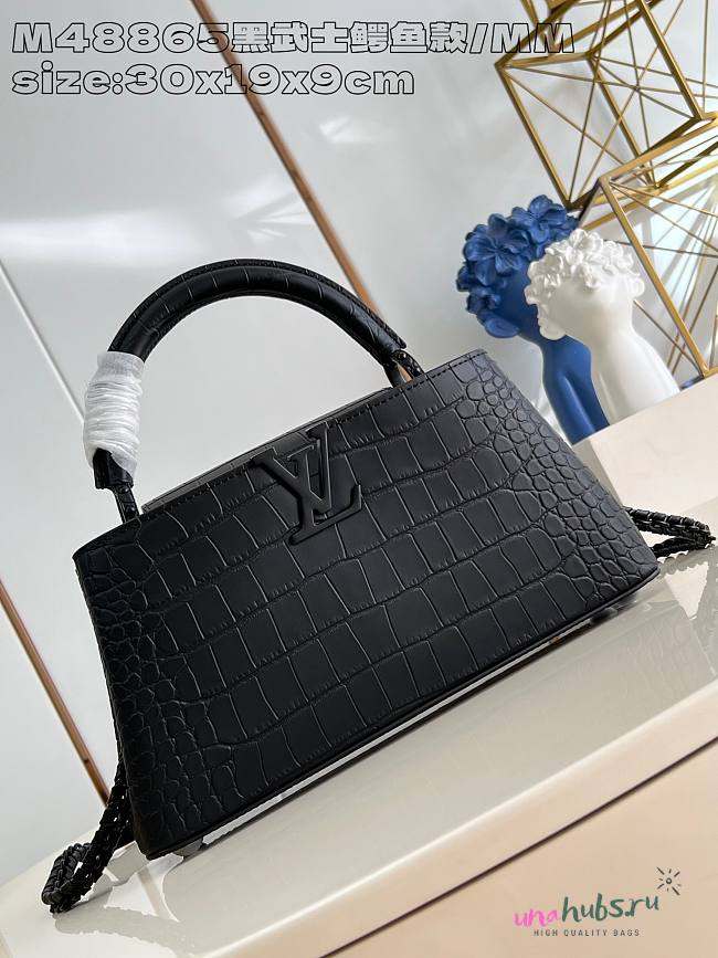 	 Louis Vuitton Capucines East West Croc Leather Bag 30 x 19 x 9cm - 1