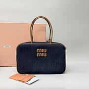 Miu Miu Beau Tartan Denim Top-Handle Bag 34+23+12cm  - 1