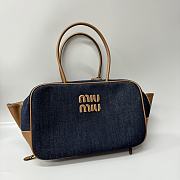 Miu Miu Beau Tartan Denim Top-Handle Bag 34+23+12cm  - 3