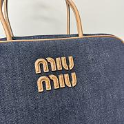 Miu Miu Beau Tartan Denim Top-Handle Bag 34+23+12cm  - 2