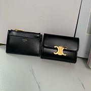 Celine Triomphe Black Leather Wallet 9.5x7.5x3cm - 4