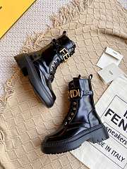 Fendi Logo Plaque Lace-Up Biker Boots - 1