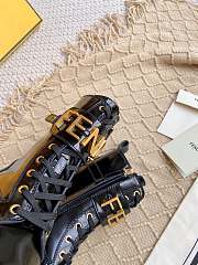 Fendi Logo Plaque Lace-Up Biker Boots - 5