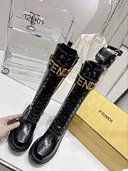 Fendi Logo Plaque Lace-Up Biker Long Boots - 2