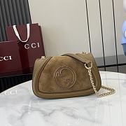 	 Gucci Small Blondie Brown Suede Shoulder Bag 21.5x11x8cm - 1