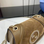 	 Gucci Small Blondie Brown Suede Shoulder Bag 21.5x11x8cm - 6