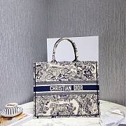 Dior Large Book Tote Ecru and Blue Toile de Jouy Embroidery - 1