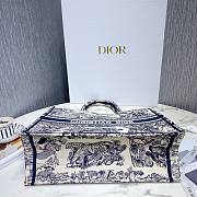 Dior Large Book Tote Ecru and Blue Toile de Jouy Embroidery - 4