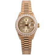 Rolex Lady President 26mm-Champagne String Diamond Dial-Diamond Bezel - 1