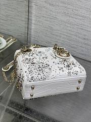 Dior Mini Lady Crocodile White Satin Bag - 6