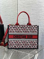 Dior Medium Book Tote Dioramour Lily of the Valley Embroidery with Black Calfskin - 1