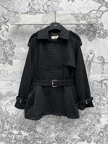 Fendi Black FF Pattern Belt Coat