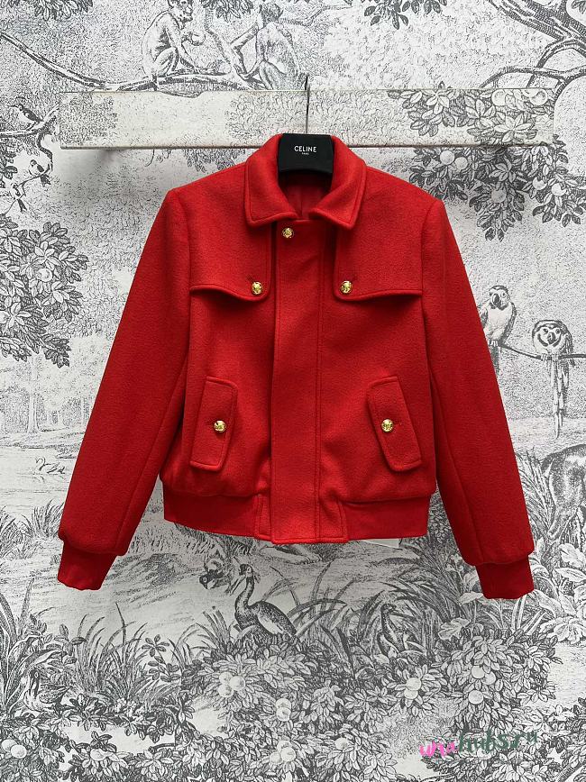 Celine blouson jacket in wool felt red - 1