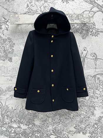 Celine hooded Triomphe coat in wool felt