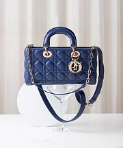 Dior Medium Lady D Joy Lambskin Leather Navy Bag - 1