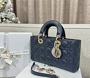 Dior Medium Lady D Joy Lambskin Leather Navy Bag - 3