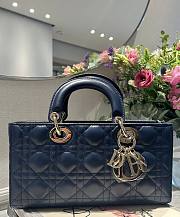 Dior Medium Lady D Joy Lambskin Leather Navy Bag - 2