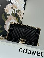 	 Chanel Medium Le Boy Chevron Black Caviar Leather Shiny Gold Hardware - 1