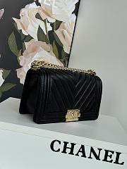 	 Chanel Medium Le Boy Chevron Black Caviar Leather Shiny Gold Hardware - 4