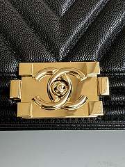 	 Chanel Medium Le Boy Chevron Black Caviar Leather Shiny Gold Hardware - 3