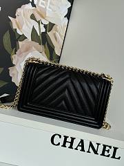 	 Chanel Medium Le Boy Chevron Black Caviar Leather Shiny Gold Hardware - 2