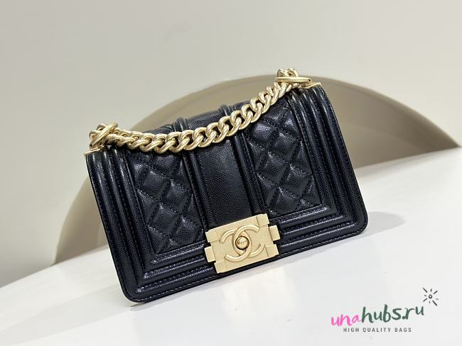 	 Chanel Small Black Caviar Leather Gold Hardware - 1