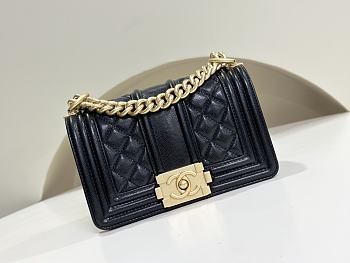 	 Chanel Small Black Caviar Leather Gold Hardware