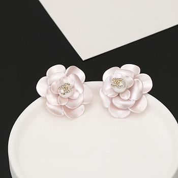 Chanel Pink Flower CC Logo Earrings