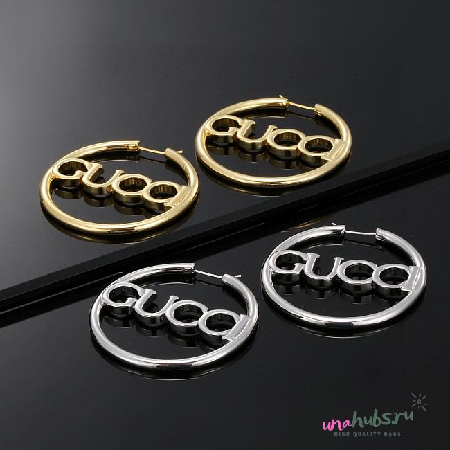 GUCCI Logo Hoop Earrings - 1