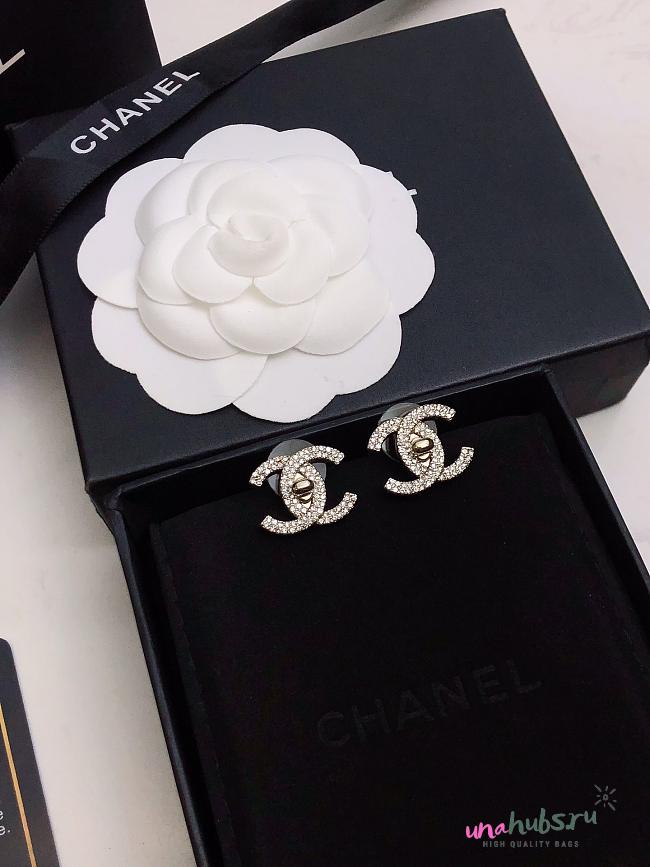 Chanel Diamond Flap Logo Earrings - 1