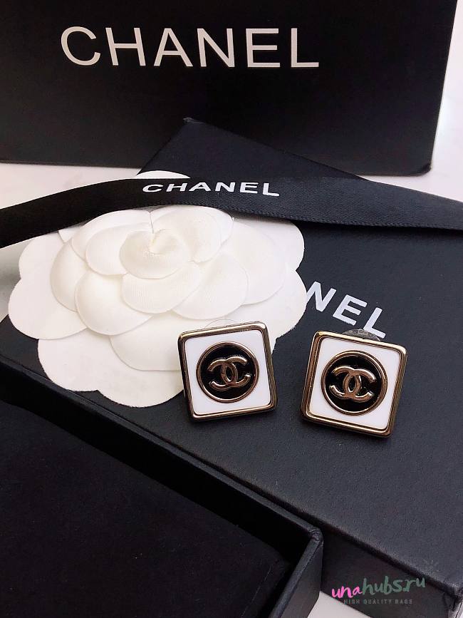 Chanel Square Earrings Black&White - 1