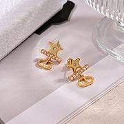 Dior Petit CD Earrings Gold-Finish Metal with White Resin Pearls and Silver-Tone Crystals - 4