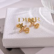 Dior Petit CD Earrings Gold-Finish Metal with White Resin Pearls and Silver-Tone Crystals - 2