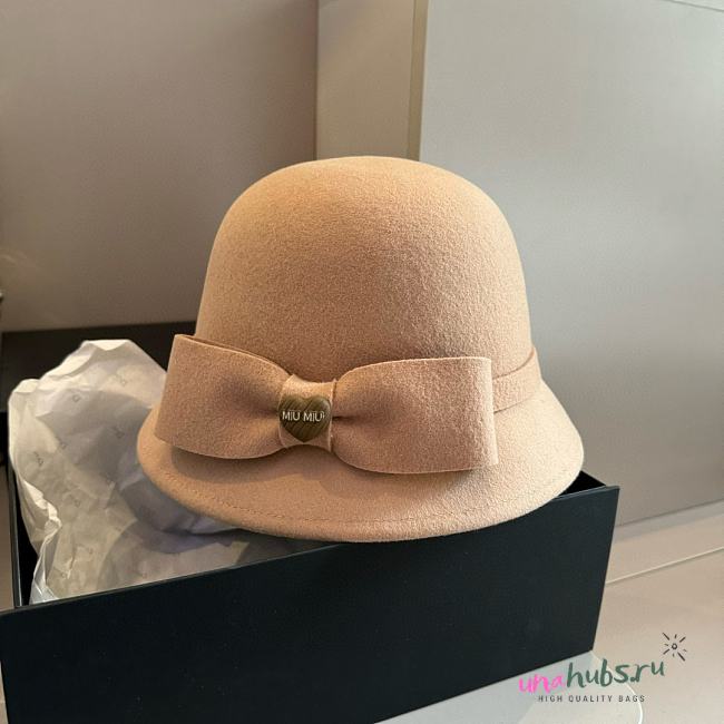 Miu Miu Beige Bow Hat - 1