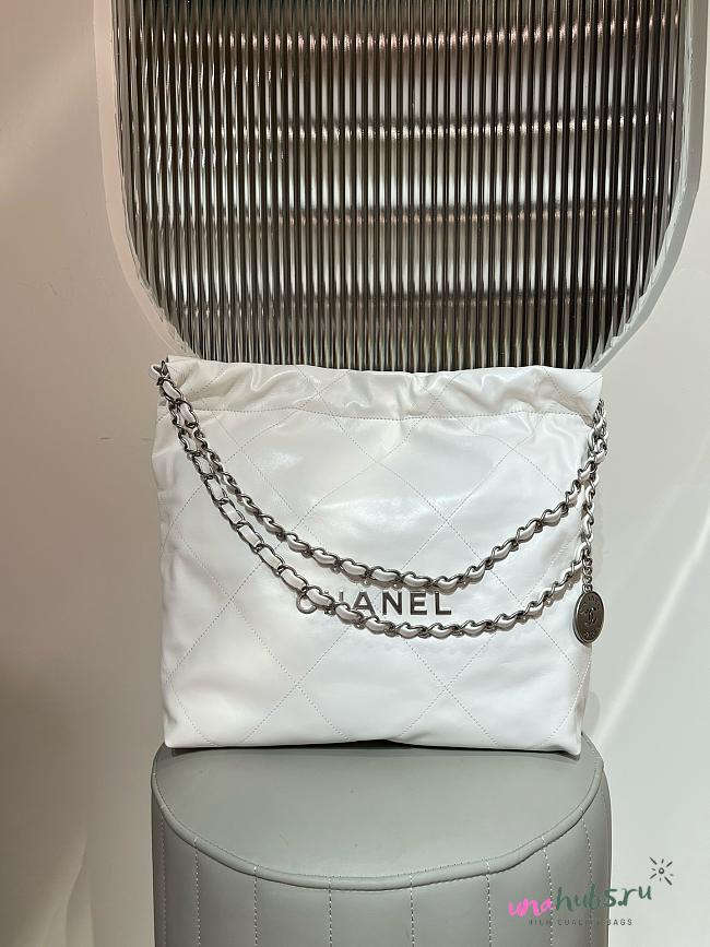 Chanel 22 Handbag White Silver Hardware 35x37x7cm - 1