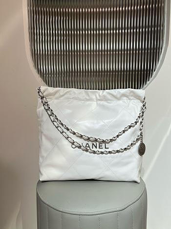 Chanel 22 Handbag White Silver Hardware 35x37x7cm